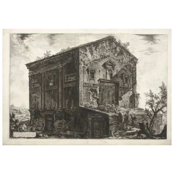 Piranesi, Giovanni Battista. Veduta del Tempio delle Camene anticamente circondato da un bosco nella valle di Egeria. [Roma, 1773].