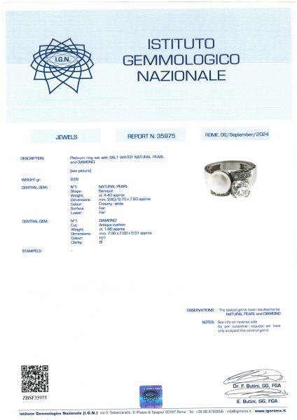 ANELLO A FASCIA CON PERLA NATURALE E DIAMANTI