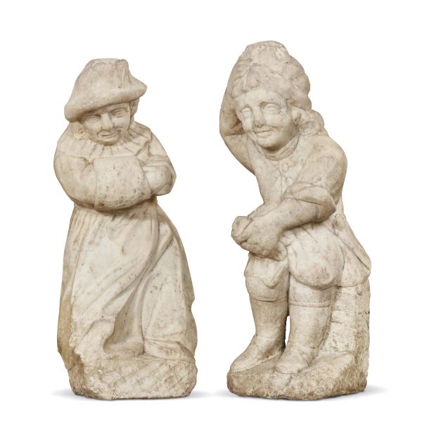 Tuscan sculptor, 18th century, a pair of figures, white marble