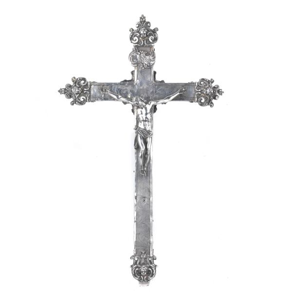 A SILVER FOIL CRUCIFIX, CENTRAL ITALY, 18TH CENTURY