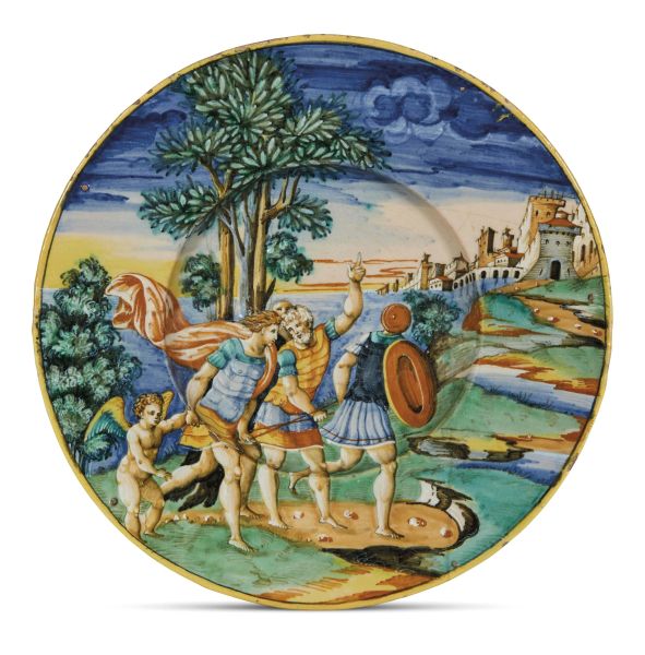 A PLATE, URBINO, WORKSHOP OF GUIDO DI MERLINO, CIRCA 1542