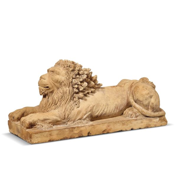 Northern Italian, 19th century, A Lion, terracotta, 30x23,5x66 cm