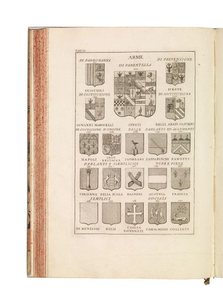 (Araldica - Illustrati 700) GINANNI, Marco Antonio. L&rsquo;arte del blasone dichiarata per alfabeto. Con le figure necessarie. In Venezia, Guglielmo Zerletti, 1756.