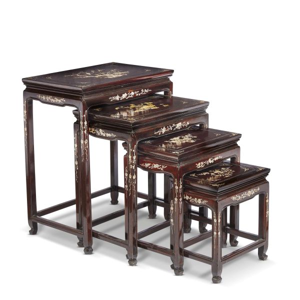 A SERIES OF FOUR SMALL TABLES, CHINA, QING DYNASTY, 19TH-20TH CENTURIES