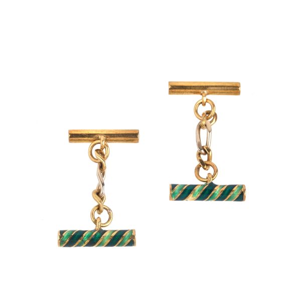 



CYLINDER-SHAPED CUFFLINKS IN 18KT TWO TONE GOLD