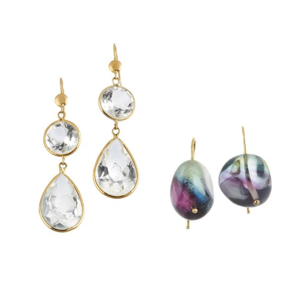 



TWO SEMIPRECIOUS STONE EARRINGS IN 18KT YELLOW GOLD