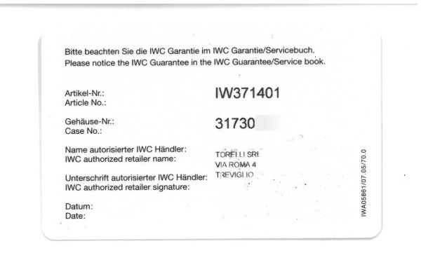 IWC PORTOGHESE REF. 3714 N. 31730XX