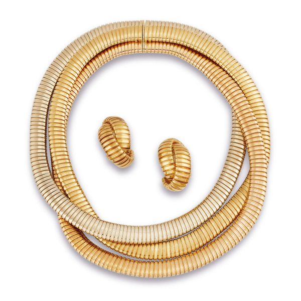 Weingrill - 



WEINGRILL TUBOGAS DEMI PARURE IN 18KT THREE COLOUR GOLD