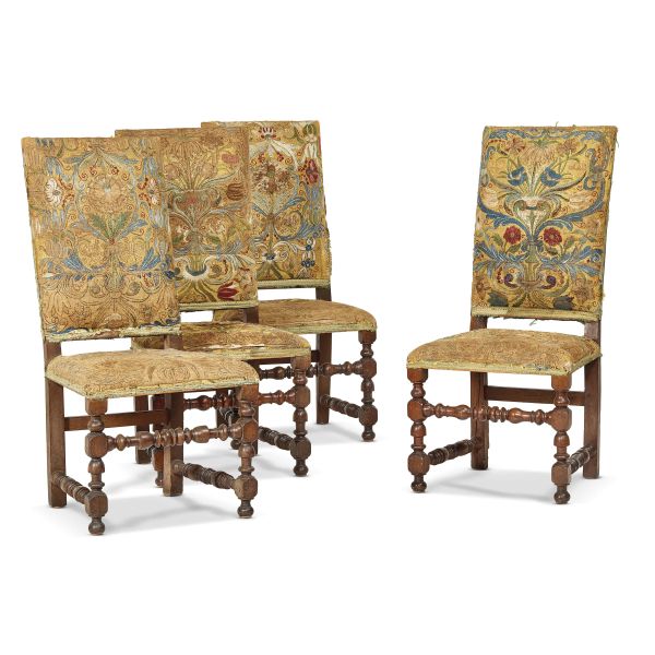 FOUR TUSCAN CHAIRS, LATE 17TH CENTURY