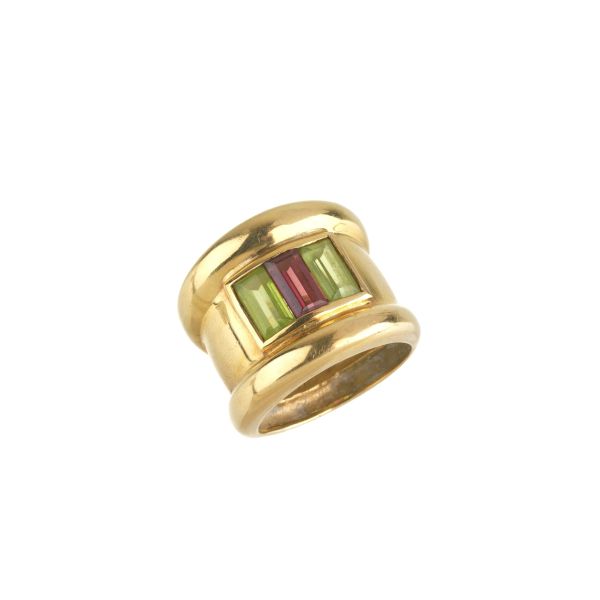 SEMIPRECIOUS STONE BAND RING IN 18KT YELLOW GOLD