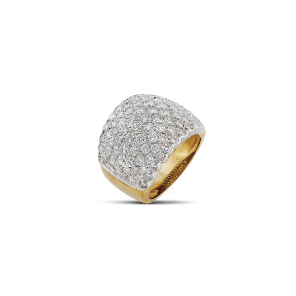 WIDE BAND DIAMOND RING IN 18KT TWO TONE GOLD