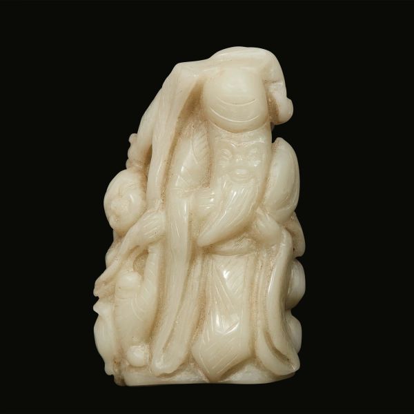 



FIGURA DI SAGGIO CON FANCIULLO IN GIADA, CINA, DINASTIA QING, SEC. XX