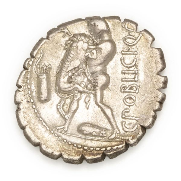 Poblicia - Denario serrato C. Poblicius Q. f. (80 a.C.) - Zecca: Roma