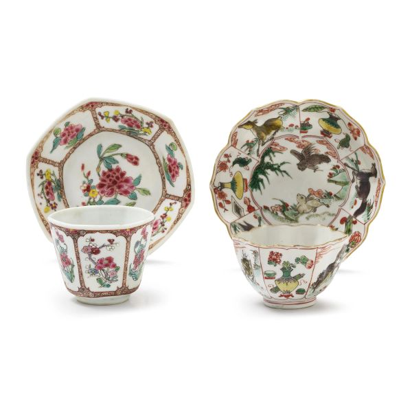 PAIR OF CUPS AND SAUCERS, CHINA, QING DINASTY, 18TH CENTURY