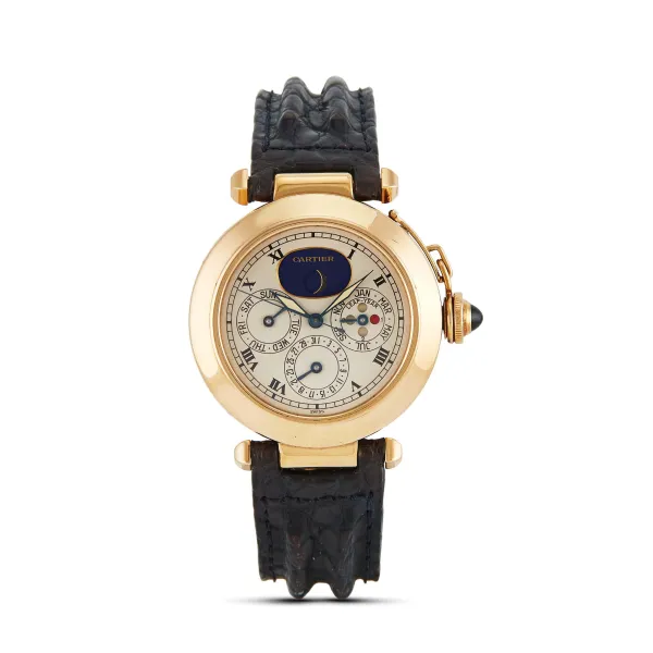 Cartier - CARTIER PASHA REF. 1986-30003 QUANTIEME PERPETUEL YELLOW GOLD WRISTWATCH, 90's