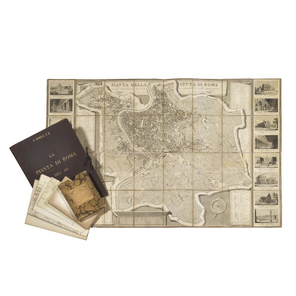 [MAPPE]. Lotto di 7 grandi mappe ripiegate di Roma, XIX-XX secolo.