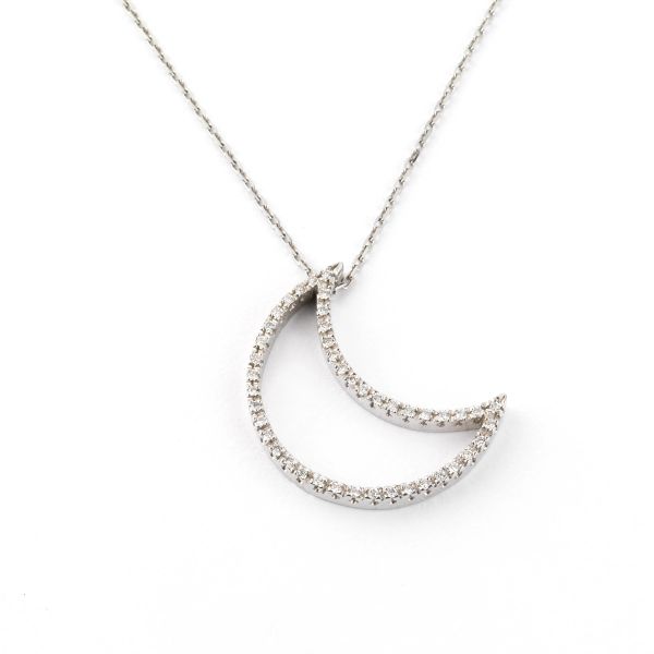 



NECKLACE WITH A DIAMOND HALF-MOON PENDANT IN 18KT WHITE GOLD