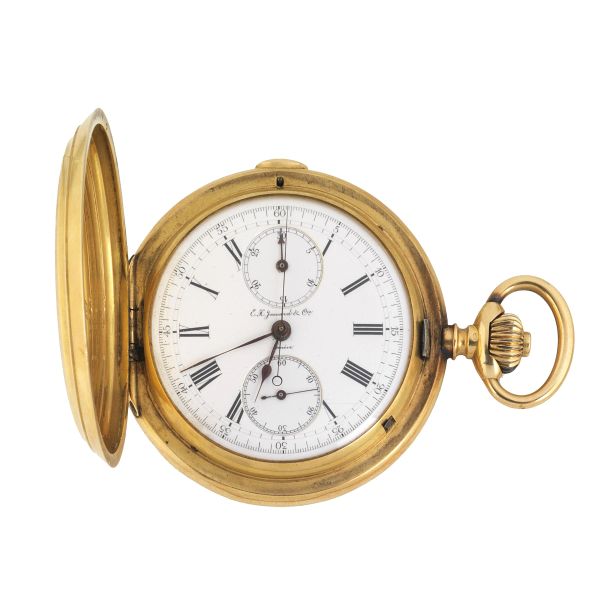 E. H. JACCARD &amp; CIE&nbsp; MONOPUSHER CHRONOGRAPH YELLOW GOLD POCKET WATCH