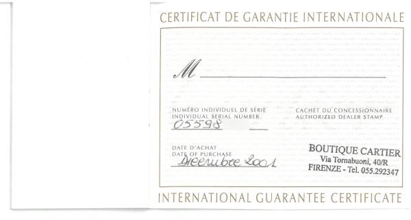 CARTIER SVEGLIA DA TAVOLO ANNO 2001