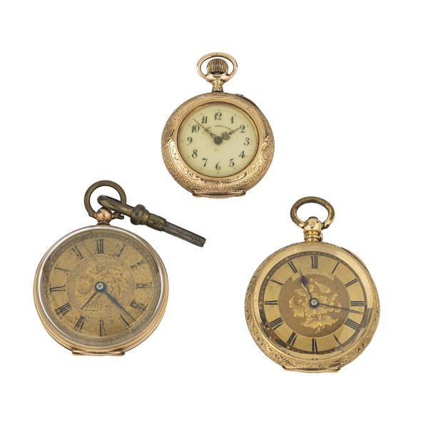 



LOT OF THREE YELLOW GOLD POCKET WATCHES 