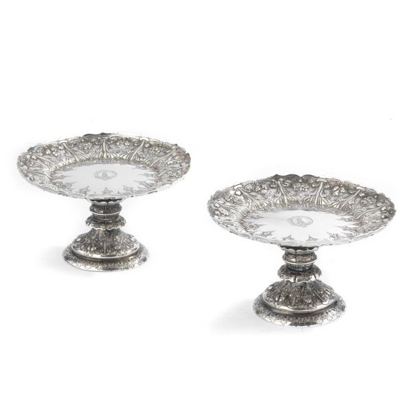 PAIR OF SMALL SILVER STAND, LONDON 1878, MARK OF MARTIN HALL &amp; CO
