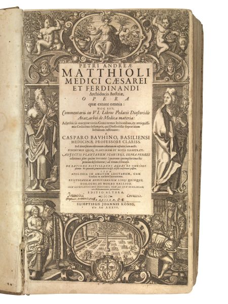      (Botanica - Medicina - Illustrati 600)   MATTIOLI, Pietro Andrea.   Opera quae extant omnia.   Basileae, sumptibus Joannis K&ouml;nig, 1674. 