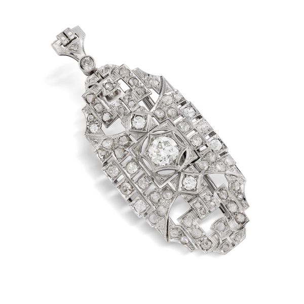 



DIAMOND BROOCH/PENDENT IN 18KT WHITE GOLD