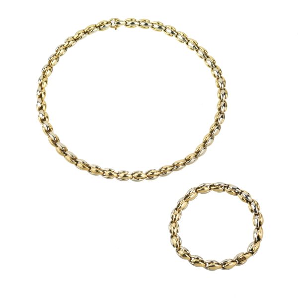 CHIMENTO CHAIN NECKLACE AND BRACELET IN 18KT TWO TONE GOLD