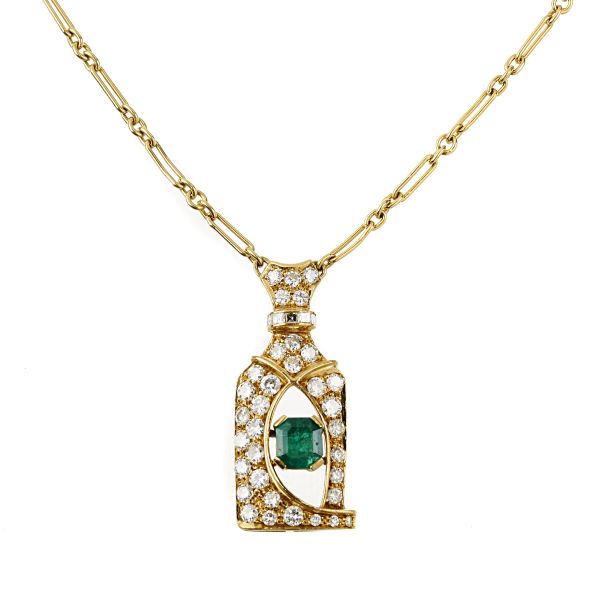 



EMERALD AND DIAMOND NECKLACE IN 18KT YELLOW GOLD