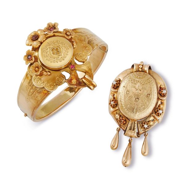 



ENGRAVED BRACELET AND BROOCH&nbsp; 