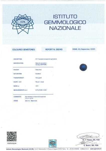 ANELLO CON ZAFFIRO BIRMANO E DIAMANTE