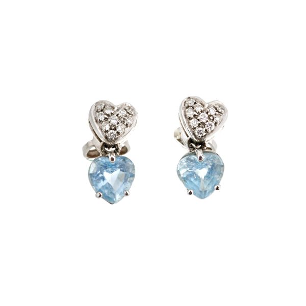 SEMIPRECIOUS STONE AND DIAMOND EARRINGS IN 18KT WHITE GOLD
