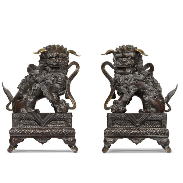A PAIR OF LIONS, CHINA MING-QING DYNASTY, 18TH-19TH CENTURIES