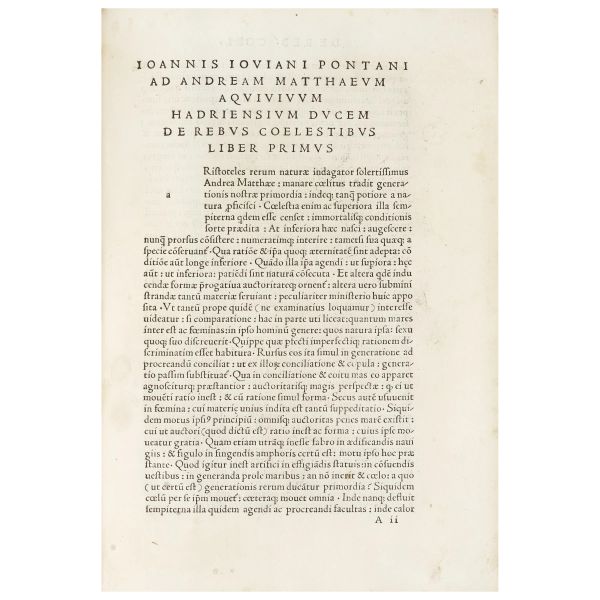 Two first editions that constitute the central nucleus of Pontano's astrological and astronomical research