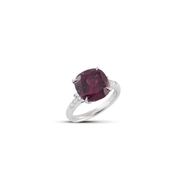 RUBELLITE AND DIAMOND RING IN PLATINUM