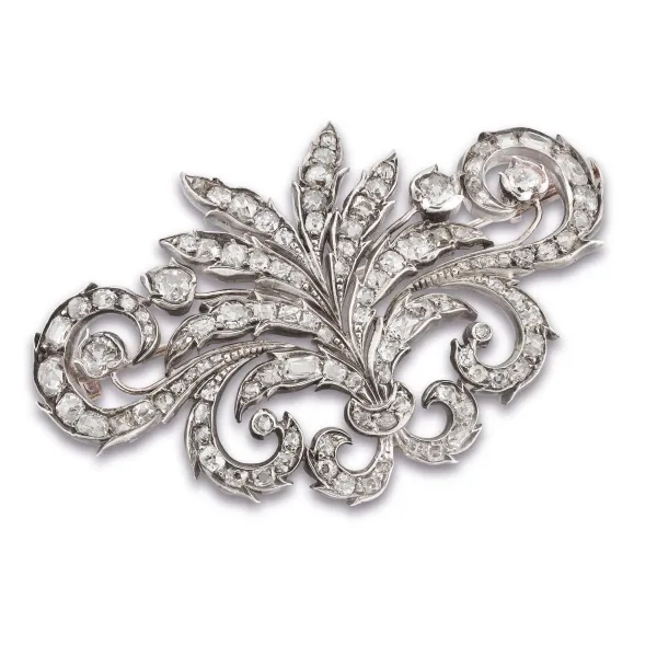 



DIAMOND FLOWERING BRANCH-SHAPED BROOCH IN GOLD AND SILVER 