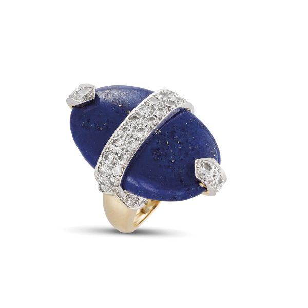 DAVID WEBB ANELLO CON LAPISLAZZULO E DIAMANTI