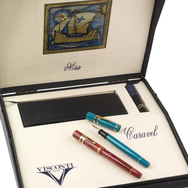 Visconti - VISCONTI CARAVEL NINA N. 156/500 AND CARAVEL SANTA MARIA N. 194/500 LIMITED EDITION CARAVEL SERIES FOUNTAIN PENS
