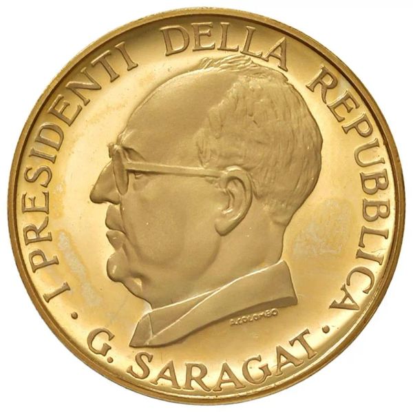 ITALIA. MEDAGLIA ORO 900 CHE COMMEMORA IL 20° ANNIVERSARIO DELLA REPUBBLICA (1946-1966) OPUS A. COLOMBO