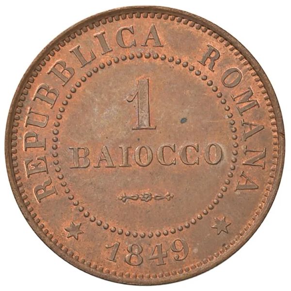 SECONDA REPUBBLICA ROMANA (1848-1849) BAIOCCO 1849