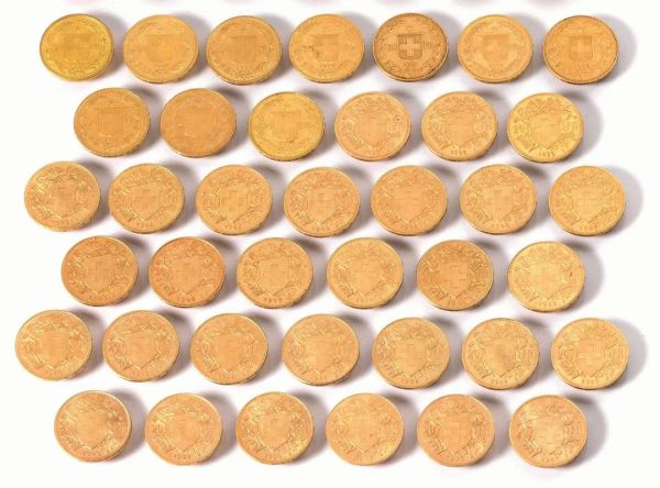 Lotto di trentanove monete da 20 franchi (39):