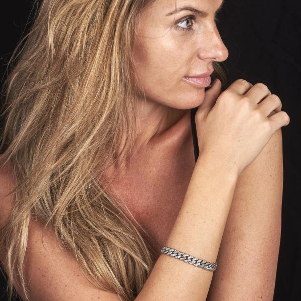 BULGARI BRACCIALE MAGLIA GROUMETTE CON DIAMANTI