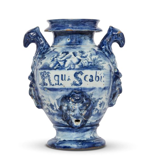 AN APOTHECARY VASE (STAGNONE), SAVONA OR ALBISOLA, FIRST HALF 18TH CENTURY
