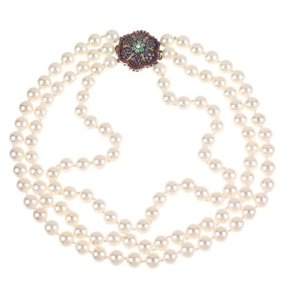 PEARL AND MULTI GEM NECKLACE