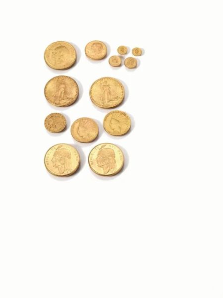  Lotto di tredici monete in oro Oltremare                                    