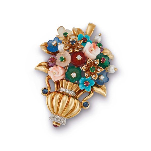 



FLORAL BROOCH-PENDANT IN 18KT YELLOW GOLD