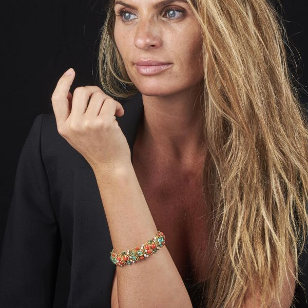BULGARI BRACCIALE CON SMERALDI CORALLI E DIAMANTI