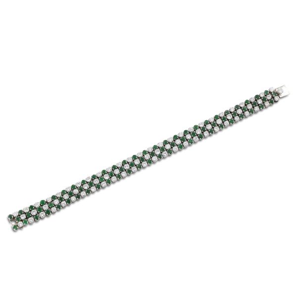CHANTECLER CAPRI EMERALD AND DIAMOND BRACELET IN 18KT WHITE GOLD