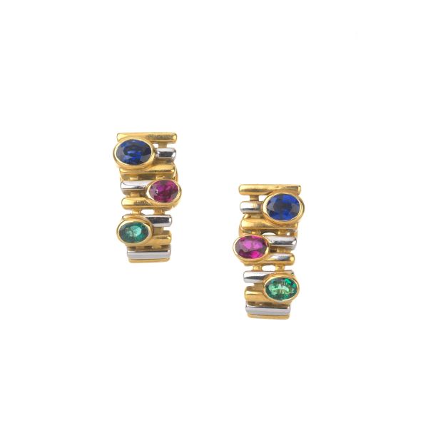 



COLOURED STONE CLIP EARRINGS IN 18KT YELLOW GOLD