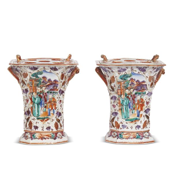 TWO FLOWER HOLDERS, CHINA, QING DYNASTY, 19TH CENTURY